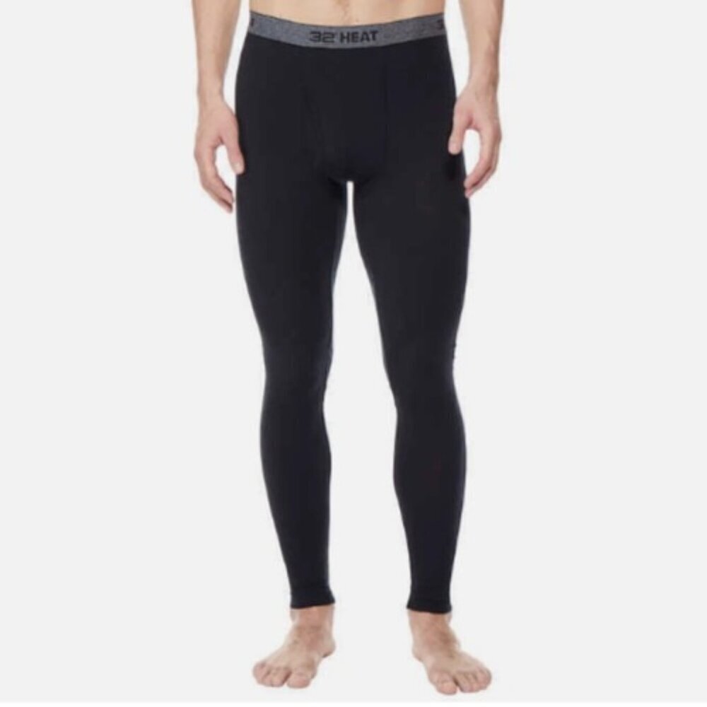 NEW 32 Degrees Heat Mens S 2-Pack Base Layer Black Stretch Comfort Anti-Odor